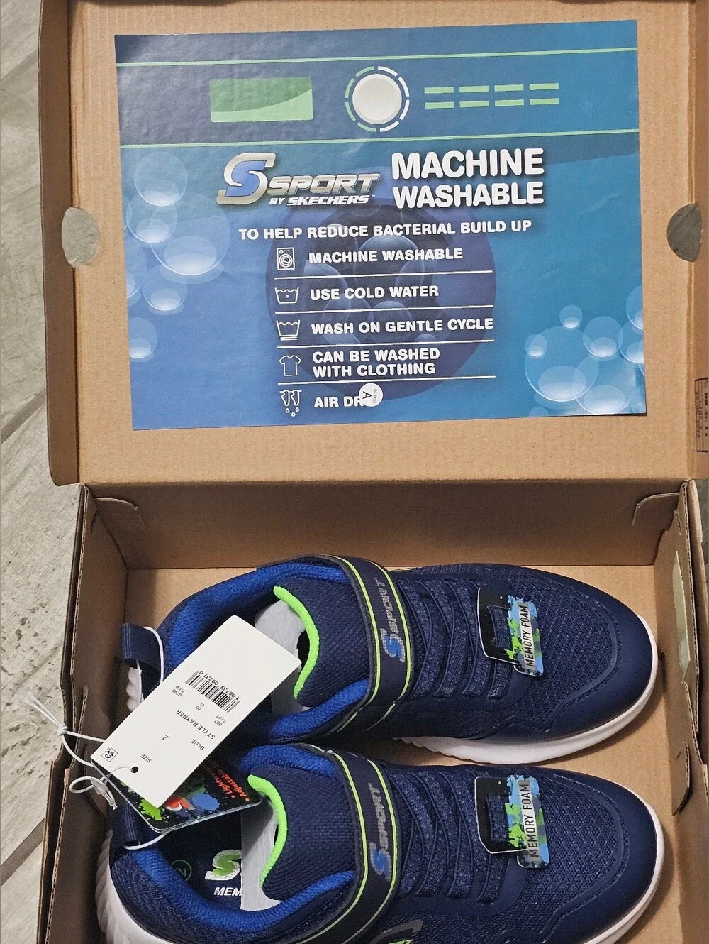 Skechers Kids' Navy Blue Memory Foam Athletic Sneakers Size 2, Brand New